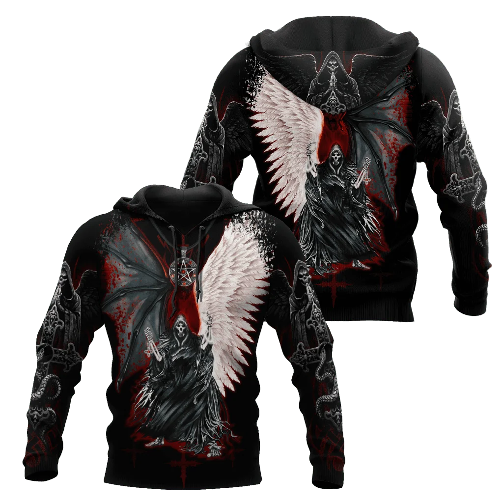 Sudadera pesca Wings King Skull Tattoo – Cremallera completa - imagen 3