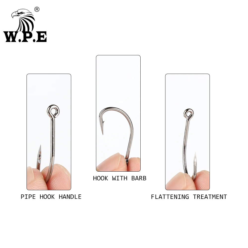 W.P.E BKK-anzuelos del anzuelo DE PESCA 1 #-10 #, ganchos de púas de acero de alto carbono, aparejos de pesca de carpa, círculo, 30 Uds./lote - imagen 2