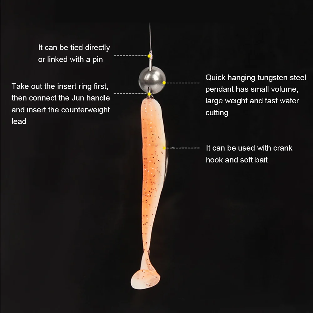 Plomos de plomo de tungsteno para pesca, cabeza de plantilla oscilante, señuelo suave para aguas profundas, peso de 1g/1,5g/2g/3g/4g/5g/6g/7g, 1 unidad 8g/10g/12g - imagen 5