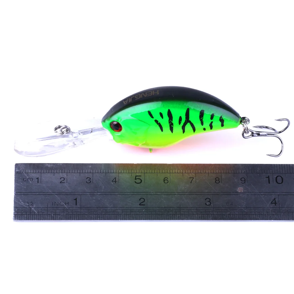 HENGJIA 13G 9CM Señuelos de Pesca cebo de manivela de roca Crankbait Minnow Bass anzuelos triples nadar señuelo duro cebos Wobbler lengua larga y grande - imagen 5