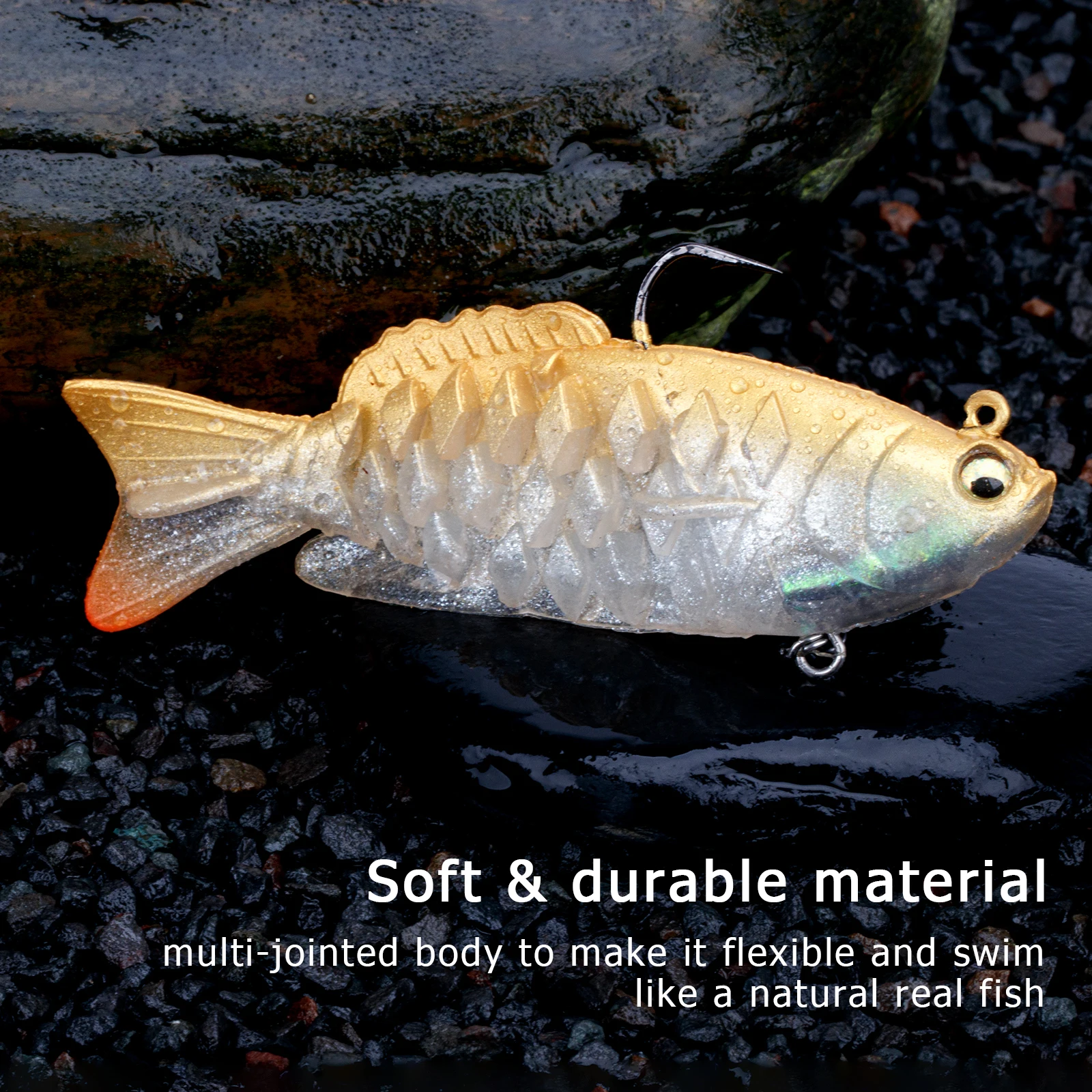 Señuelos de Pesca blandos, cebos de pesca Jigging Wobblers de silicona artificial Swimbait Leurre Souple Joint para pesca de lubina, 97mm, 22g, 1 pieza - imagen 4