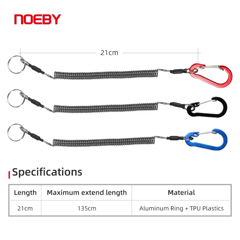 NOEBY-Cuerda de retención para peces, alicates, empuñaduras de labios, Control de aparejos, cuerda de hebilla colgante, tracción fuerte, accesorio de pesca, 21cm, 4 piezas - imagen 2
