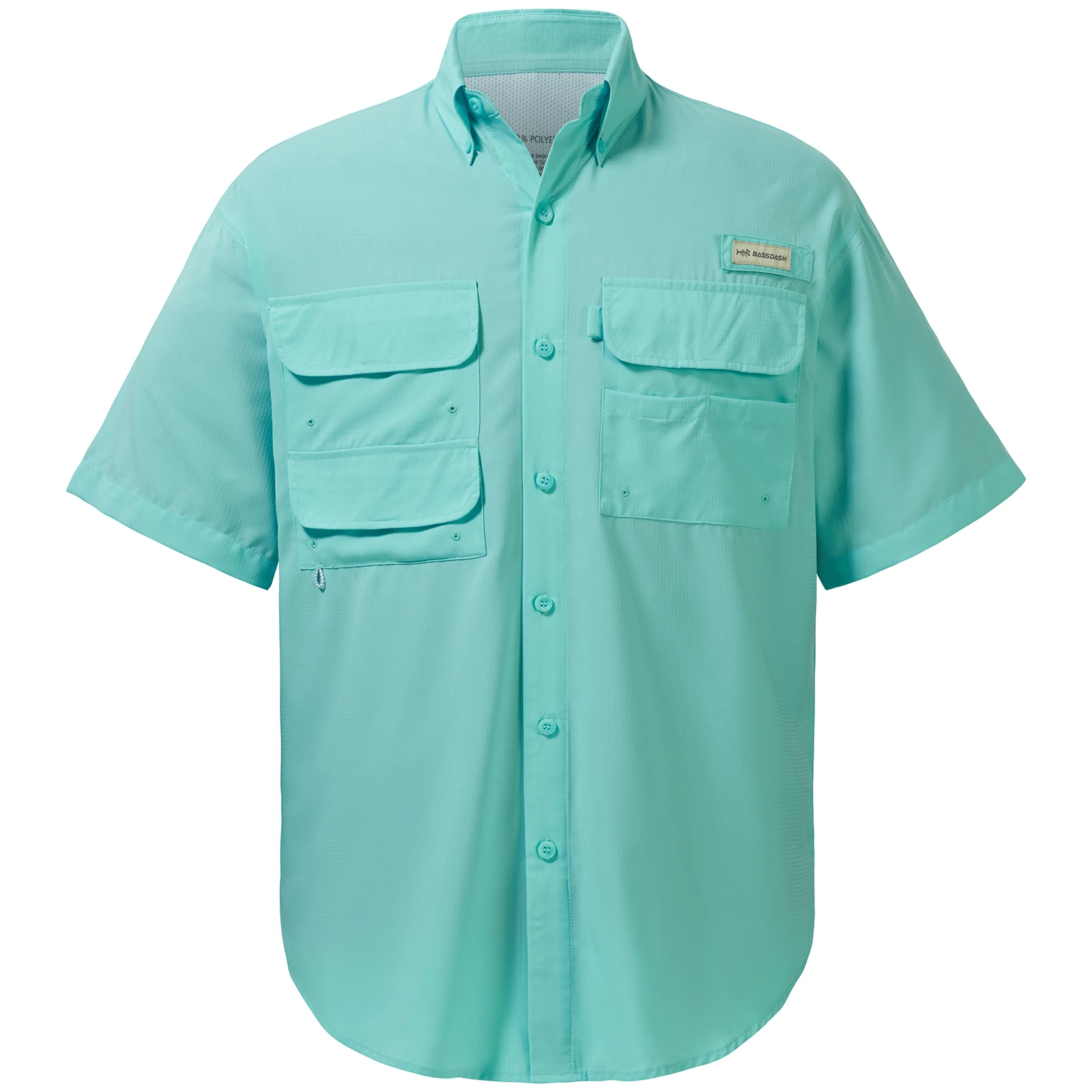 Bassdash UPF 50 Camisa de vestir de pesca para hombre con botones de manga corta tejida al aire libre - imagen 2