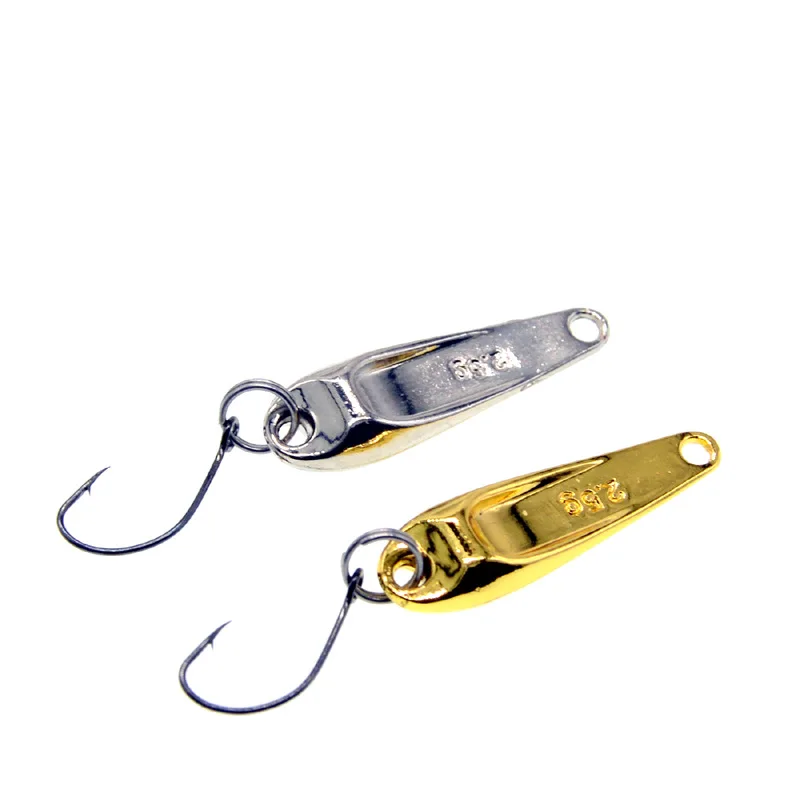 Señuelo de Micro cuchara de pesca, cebo duro de Metal Artificial Salmo, anzuelo de púas individuales, lote de 2 piezas, 1,5/2,5/3,5/5g - imagen 5