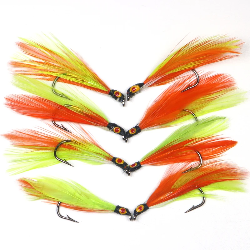 ICERIO 8 Uds cola blanca serpentina plateada pececillo atado gancho trucha salmón pesca mosca señuelo cebos fantasma dorado