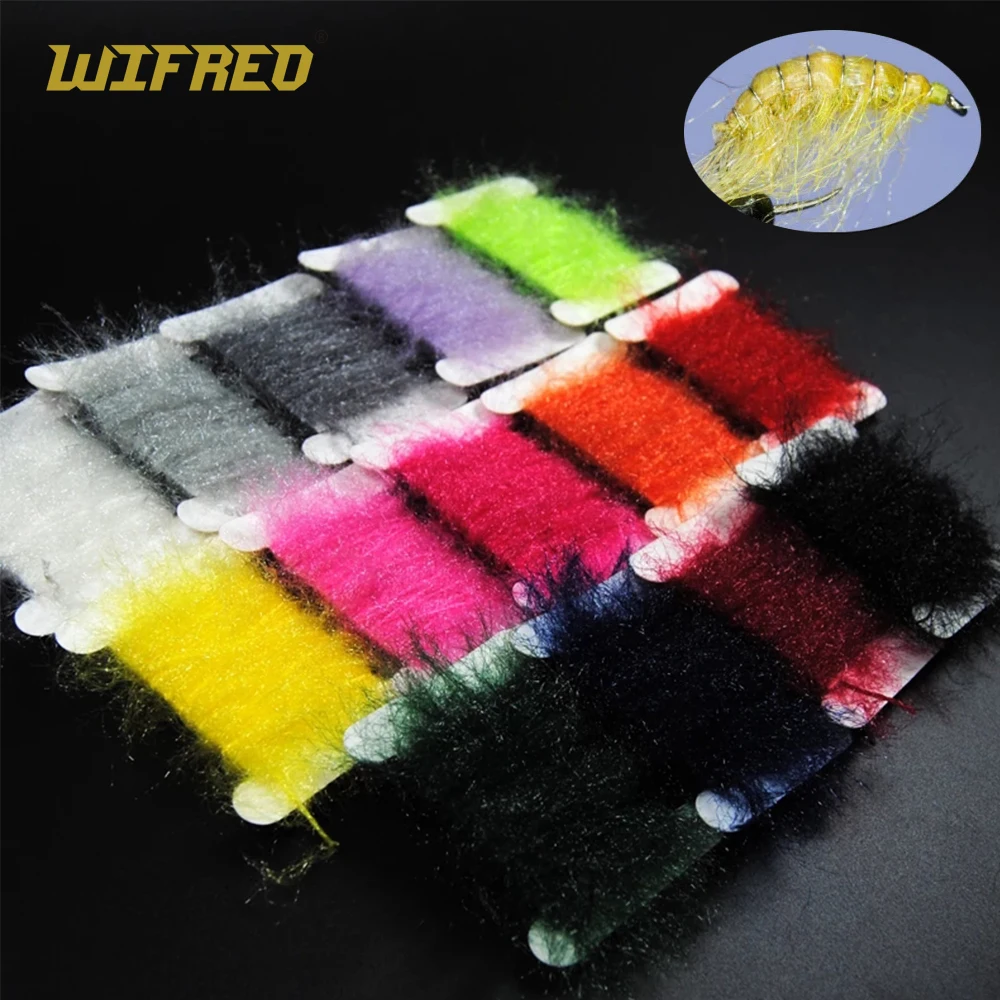 WIFREO-Hilo brillante para atar moscas, hilo de línea de doblaje, ninfa, gusano de arena, Material de atado de moscas, 2 tarjetas