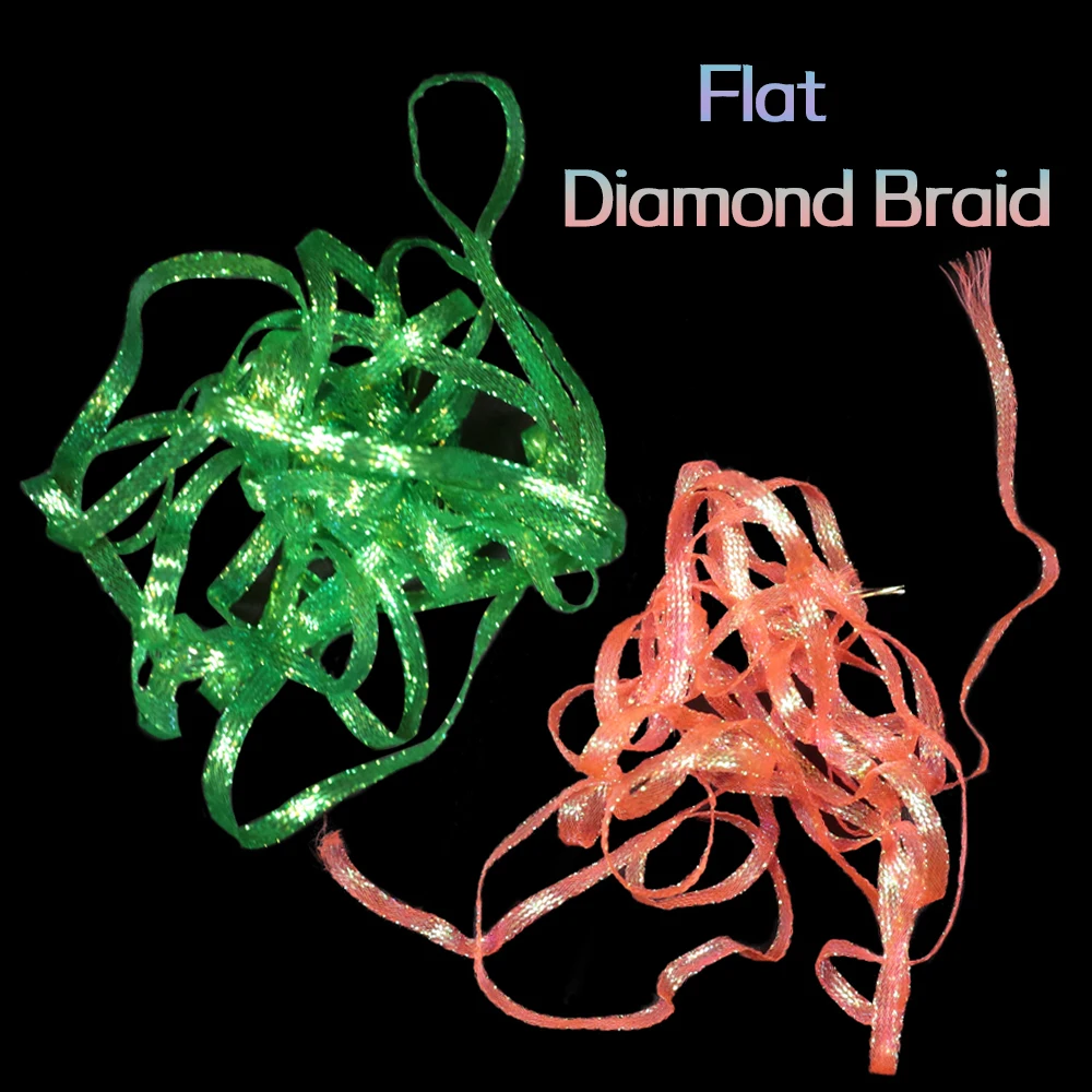 Bimoo-trenza de diamante plano flurocente UV para camarones, ninfa, Scud, serpentina de agua salada, Material de atado de moscas, 3mm, 4mm, 2 yardas por bolsa - imagen 3