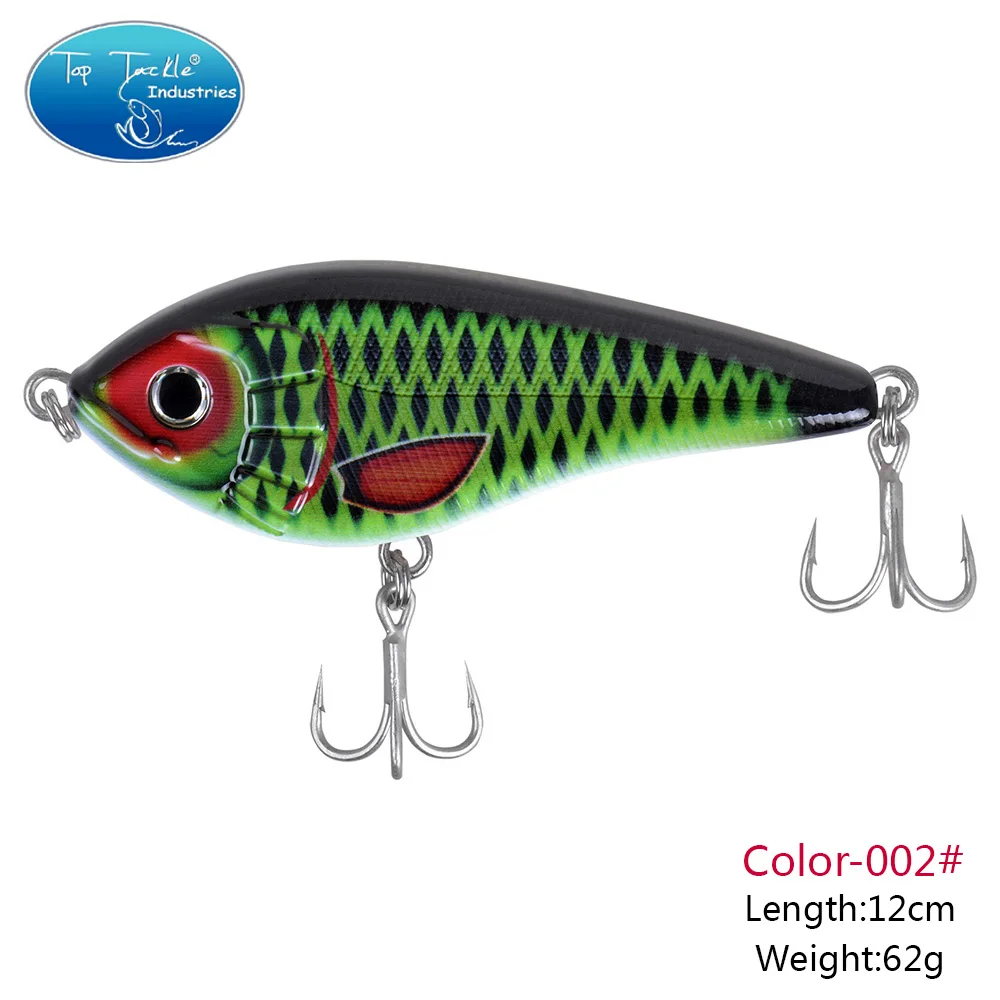 Señuelo de pesca jerk de hundimiento lento, 120mm, 62g, un rtif CF, cebos duros, anzuelos estañados para lubina, Musky, Pike, wobbler - imagen 2