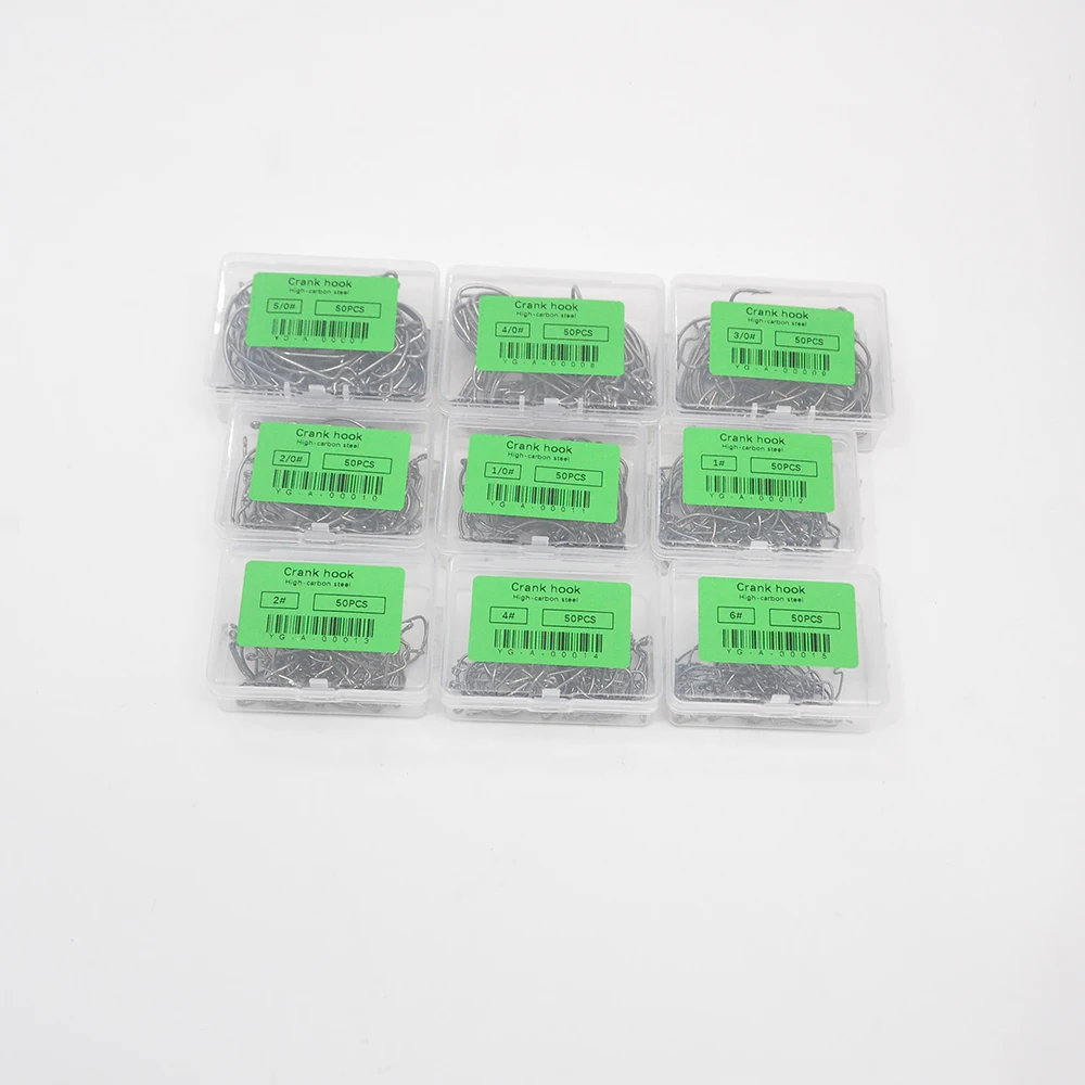 Anzuelos de Pesca de acero de alto carbono, Anzuelos de compensación, Anzuelos de Pesca, aparejos de Pesca 5/0 #-6, 50 unids/caja - imagen 2