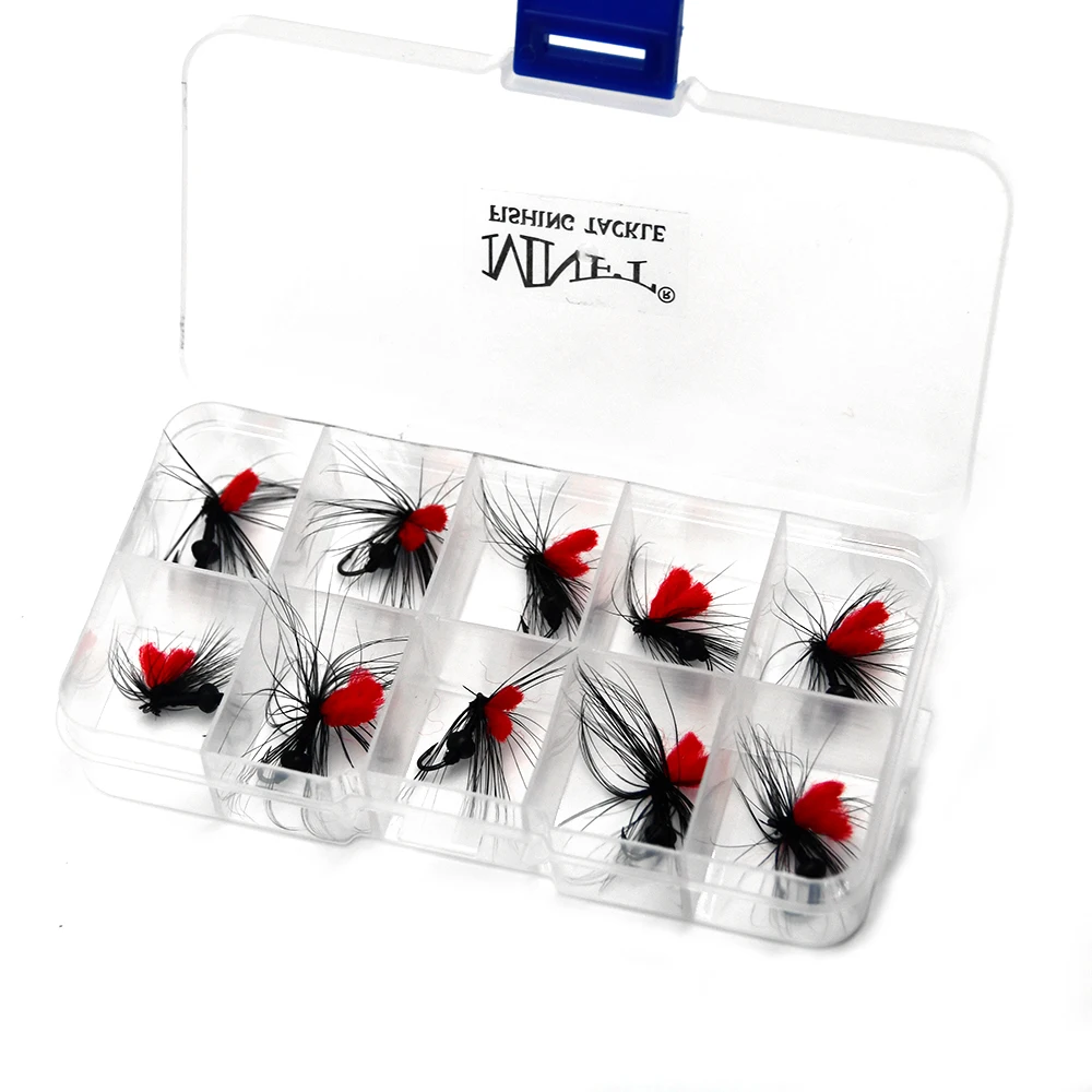 MNFT 10PCS 10 #   Rojo con negro Pregant paracaídas señuelo de pesca con mosca hormiga moscas secas para pesca de trucha cebo Artificial - imagen 5