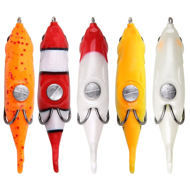 Señuelos de Pesca de silicona blanda, cebo de rana con doble gancho para trucha, lubina, 12,4g, 5 unids/caja - imagen 3