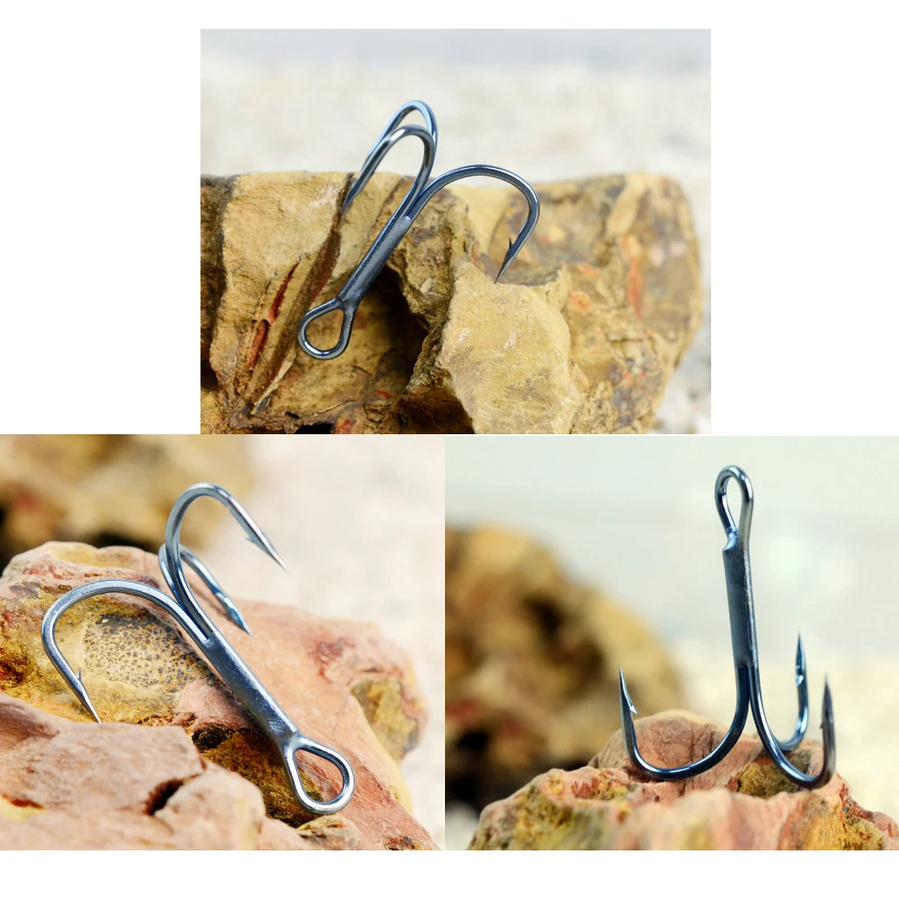 200 Uds anzuelo triple de ancla anzuelo de tres anclas de alta calidad fondo inclinado blanco azul antioxidante anzuelos de Pesca triples Pesca - imagen 2