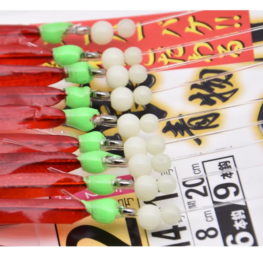 Anzuelo sabiki grande de 9 ganchos, conjunto de anzuelos de cuerda de pesca en el mar, aparejo Vertical, menhaden, ribbonfish o mullete, caballa con madeja, 1 bolsa - imagen 5