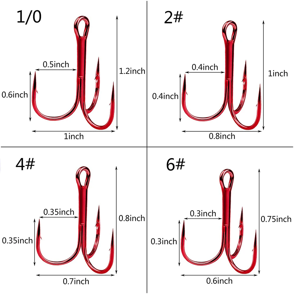 Anzuelos de pesca de acero al carbono, anzuelos triples de curva redonda afilados y fuertes para pesca en agua dulce y salada, 50 Uds. - imagen 2