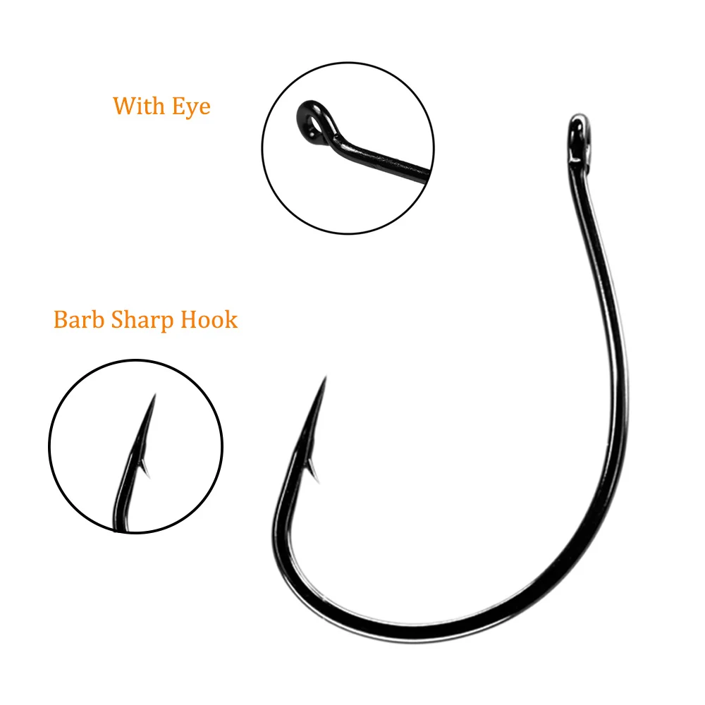 THKFISH 20 piezas ganchos de tiro caído # 3 # 2 # 1 # 1/0 # Anzuelos extravagantes compensados de acero inoxidable 2/0, accesorios de pesca con manivela de gusano y púas - imagen 3
