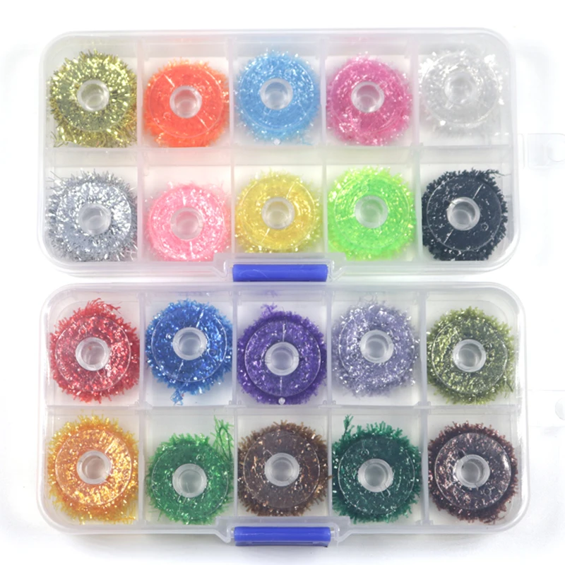 ICERIO-oropel de pesca con mosca, aparejo de línea Flash de cristal de chenilla, fabricación de cebo, serpentina de atado de moscas, Material surtido, 10 colores por juego - imagen 5