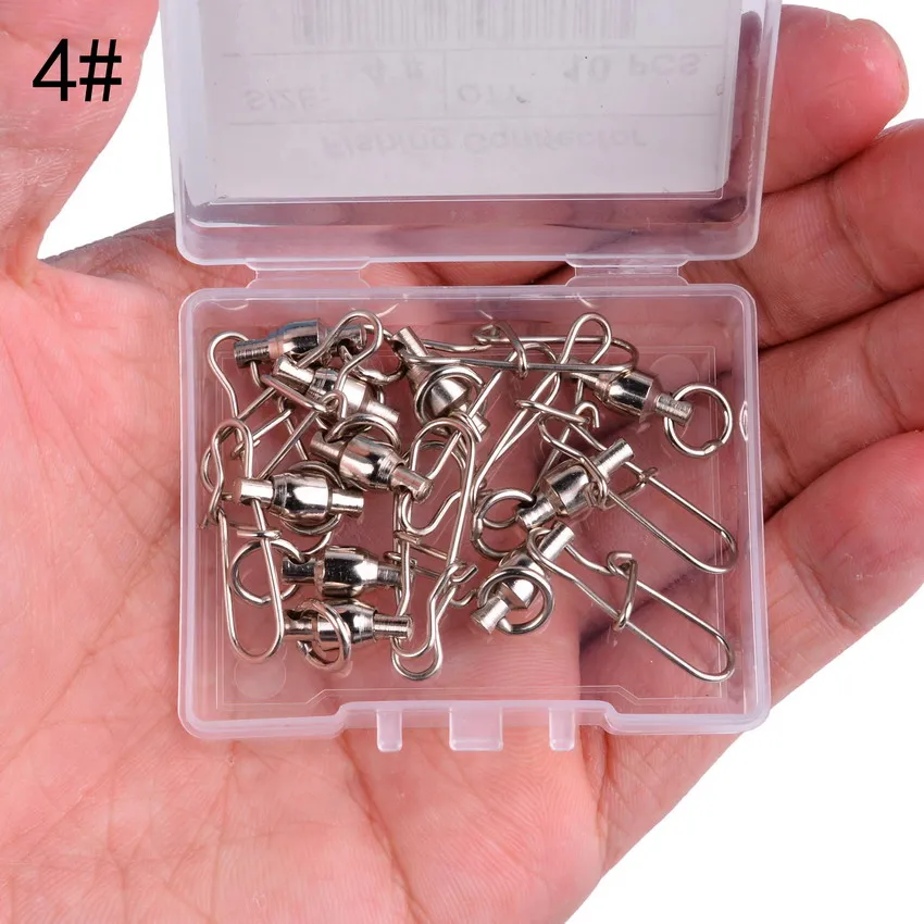 10 unids/caja conector giratorio de pesca reforzado enclavamiento Snap 0 # -6 # Aparejos de pesca con enlace giratorio y rodamiento de bolas fuerte - imagen 5