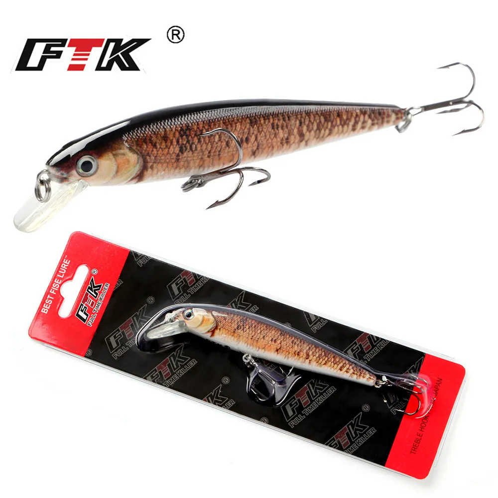 Señuelo de pesca Minnow, 11,8g, 10cm, ojos 3D con anzuelo triple, Swimbait flotante, señuelo duro, cebo Artificial para lubina, Wobblers - imagen 5