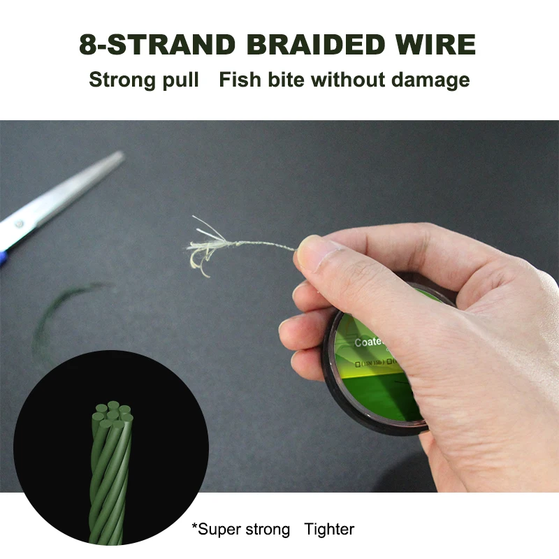 Mosodo-Línea de anzuelos recubierta de carpa, 15m, 15lb, 25lb, 35lb, 8 hebras, hilo trenzado de piel - imagen 2