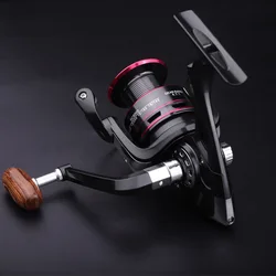 Carrete Spinning Metal 12+1BB Manivela Madera Ambidextro