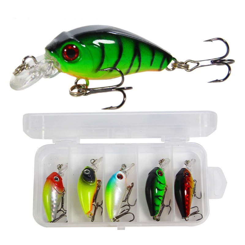 Mini juego de señuelos Crankbaits 4,5 cm 3,8g Señuelos de pesca cebos artificiales duros con aparejos de pesca cebos de pesca 5 unids/caja Venta caliente - imagen 3
