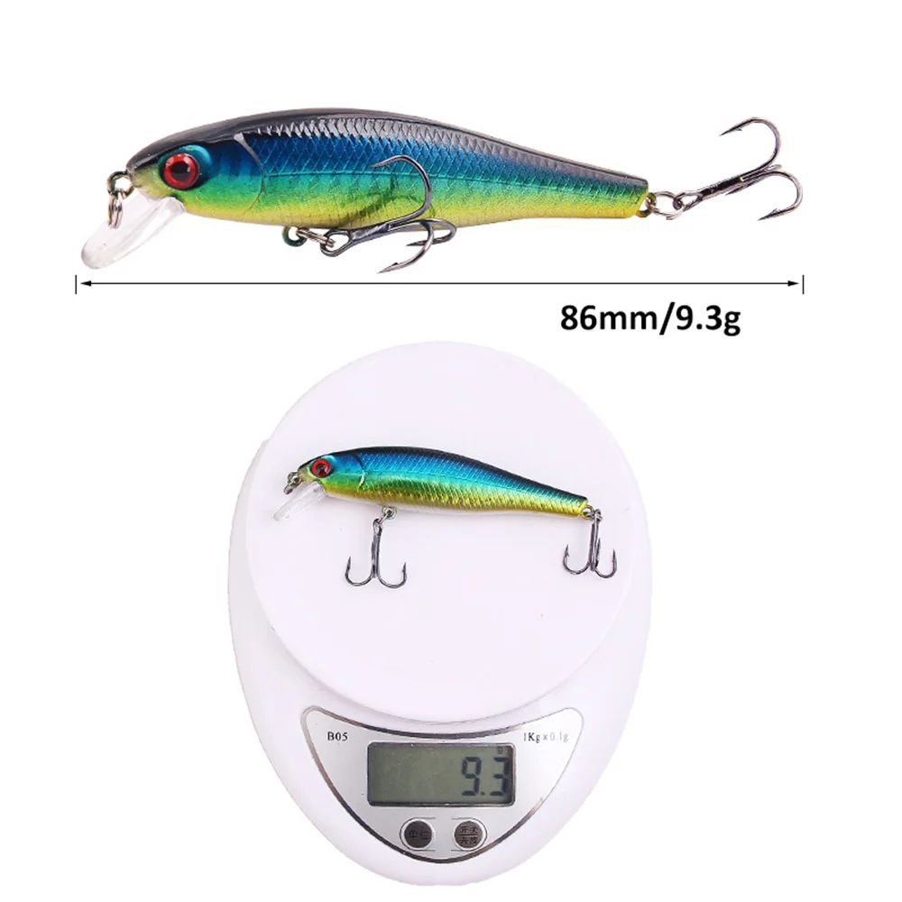 1 Uds. Señuelos de pesca Minnow cebo duro 8,6 cm 9,3g Jig wobbler Bass Pike señuelo cebos artificiales de plástico para aparejos de pesca Crankbait - imagen 5