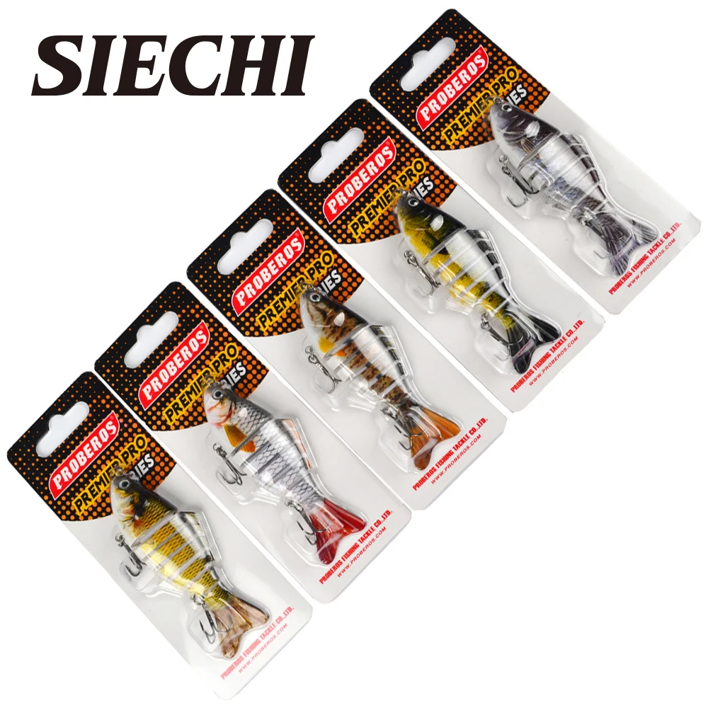 SIECHI-señuelo de Pesca de 10cm, 15,5g, ojos 3D, 7 segmentos, Crankbait duro realista, Wobblers de hundimiento, cebos de Pesca de 2 ganchos - imagen 5