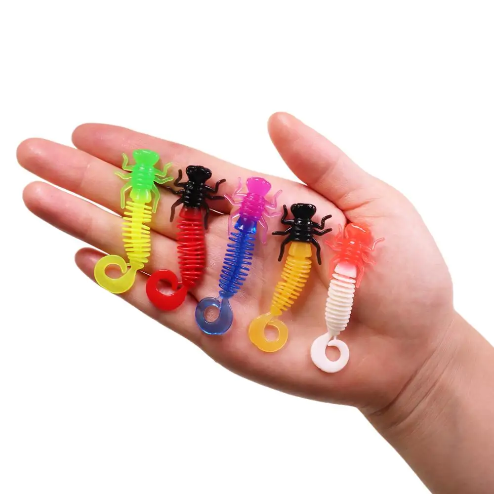 THKFISH 40 Uds. Señuelos blandos de pesca larva gusano 60mm 1,3g sabor a camarón Wobblers de pesca cebo Artificial de silicona para pesca de trucha - imagen 4