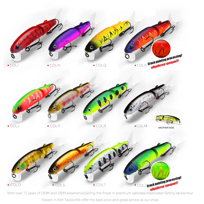 Bearking 11,3 cm 13,7g señuelo de pesca caliente minnow calidad cebo profesional cebo de natación cebo articulado equipado anzuelo blanco o negro - imagen 4