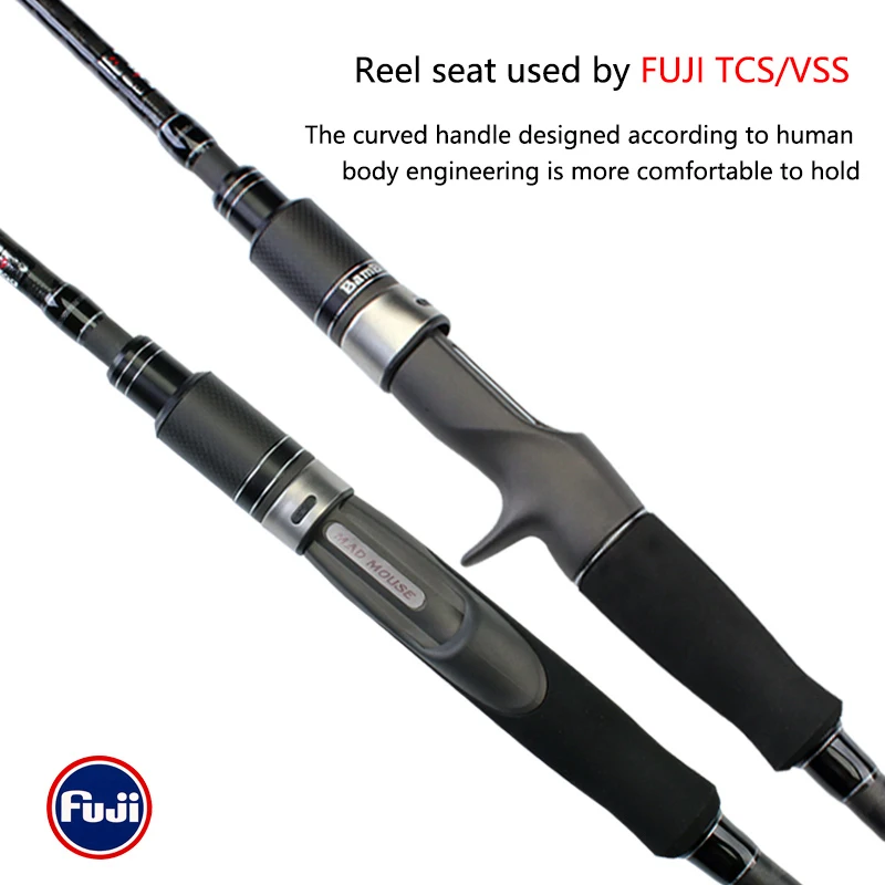 MADMOUSE Bambluz-caña de pescar portátil de 3 secciones, caña de Jigging lento de 1,9 m, piezas Fuji, caña de pescar de fundición y Spinning, caña de pescar de calidad japonesa - imagen 3