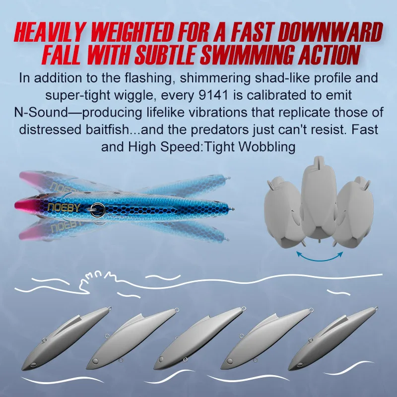 Señuelo de pesca Noeby-Rattling, Wobblers con vibración que se hunden, cebo duro Artificial para lubina, señuelo de pesca de invierno, 9cm, 29g - imagen 5