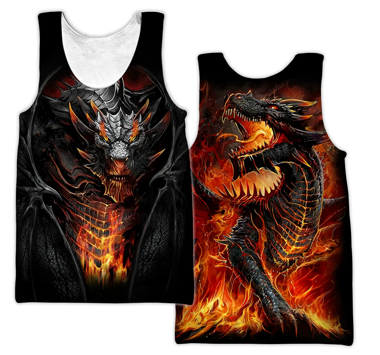 Camiseta sin mangas dragón fuego 3D – Chaleco moda urbana hombre - imagen 3