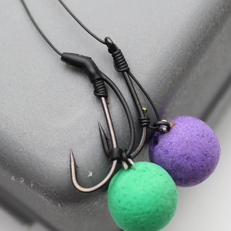 20 piezas Micro anzuelo de pesca de carpa con púas, gancho de aparejo D, revestimiento recubierto con ojo para aparejos de soplado, emergente - imagen 4