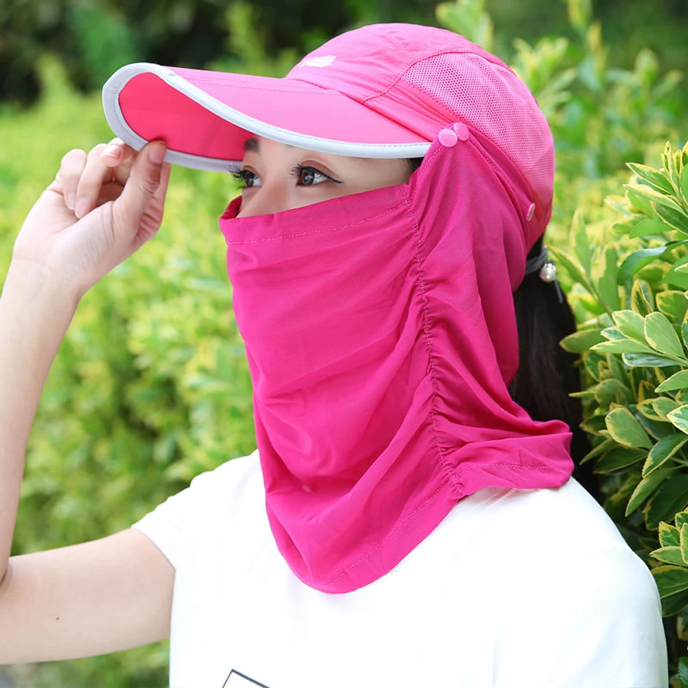 Gorros con solapa para hombre y mujer, gorra con protección Solar UV de 360 grados, visera para el sol, plegable, extraíble, máscara facial para el cuello, para verano - imagen 4