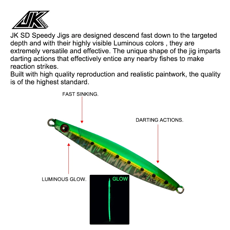 JK SD Speedy Jig señuelo luminoso para pesca en agua salada, Jigging lento, Pitching, Vertical, Artificial - imagen 5
