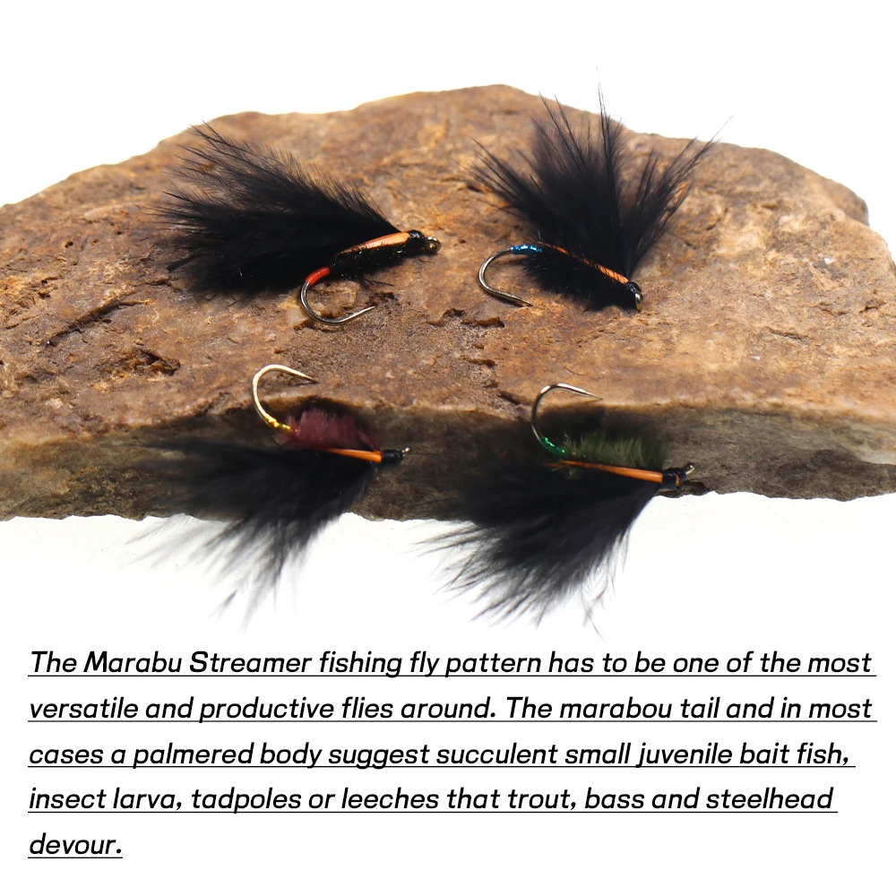 WIFREO-Serpentinas de plumas Marabu, Señuelos de pesca con mosca, trucha, Mosca, Mosca, señuelo de pesca, cebos para salmón, Lucio Steelhead, 6 uds. - imagen 5