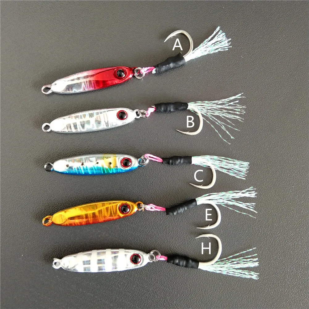 Swolfy 5 unids/lote 35mm 6g Micro JIG cebo de pesca Rockfishing Mini cebo con un solo gancho Isca señuelo Artificial Microjig Jigging señuelo - imagen 2