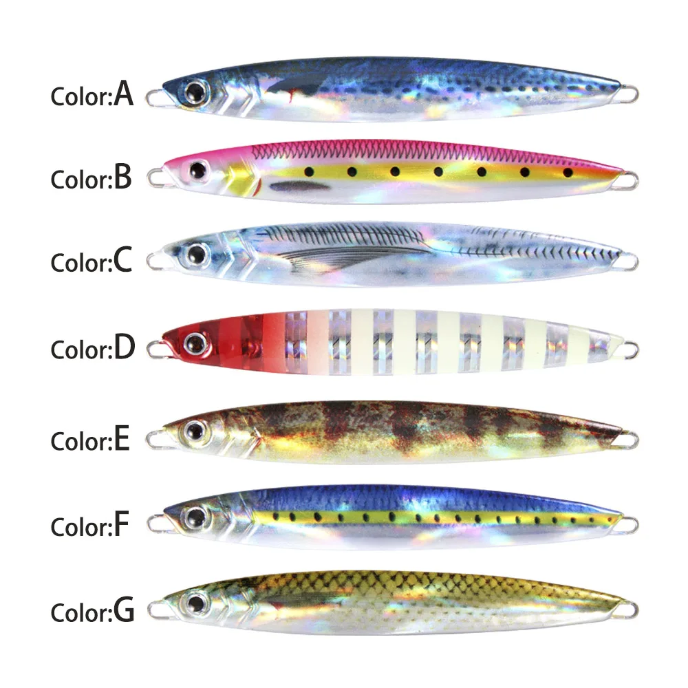 Plantilla de Metal para pesca en el mar, 2024, 60, 80g, 100g, 120g, pesos de señuelo de pesca de lubina, aparejos de cebo, trucha, Jigging, plantillas de señuelos de agua salada - imagen 5