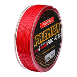 Línea de pesca trenzada 4 hebras roja 100M – 10-50-100LB carpa