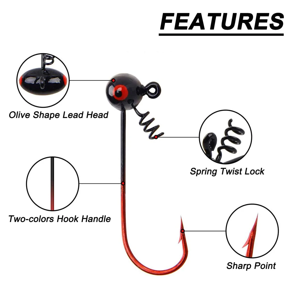 Señuelos de gusano suave con cabeza temblorosa, anzuelos de plantilla, Kit de accesorios, cabeza de plantilla de fútbol, cebo de trucha, señuelo de lubina, pesca, 60 unids/lote por caja - imagen 4