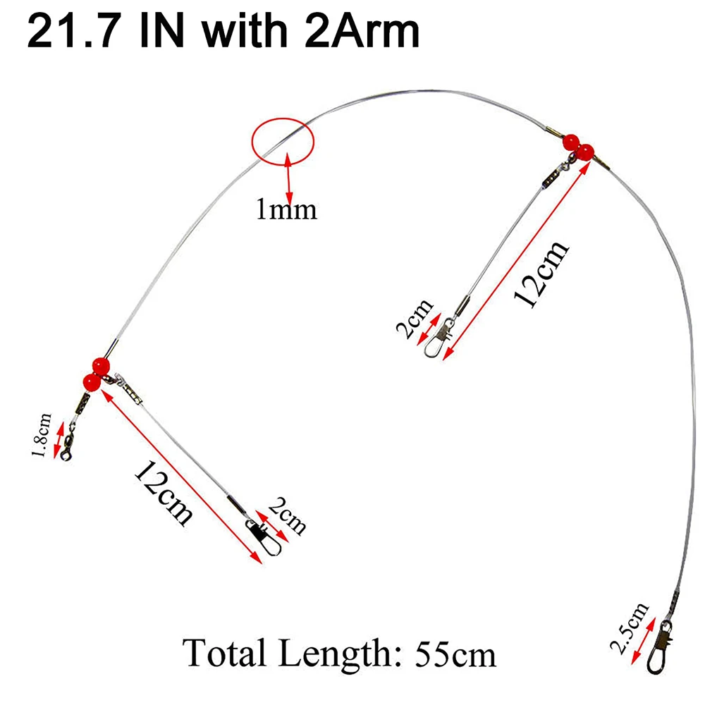 Señuelos de Pesca de nailon, accesorios de aparejos de alambre con ganchos giratorios, cuentas, brazos, 24 unids/lote por bolsa - imagen 2