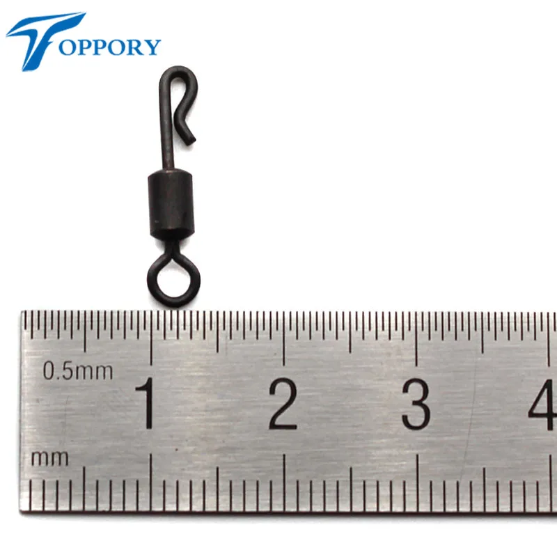Toppory-terminal de pesca de carpa, aparejos giratorios de cambio rápido, tamaño 8, negro mate, antideslumbrante, cuerpo largo, Clip giratorio Kwik, 30ps - imagen 4