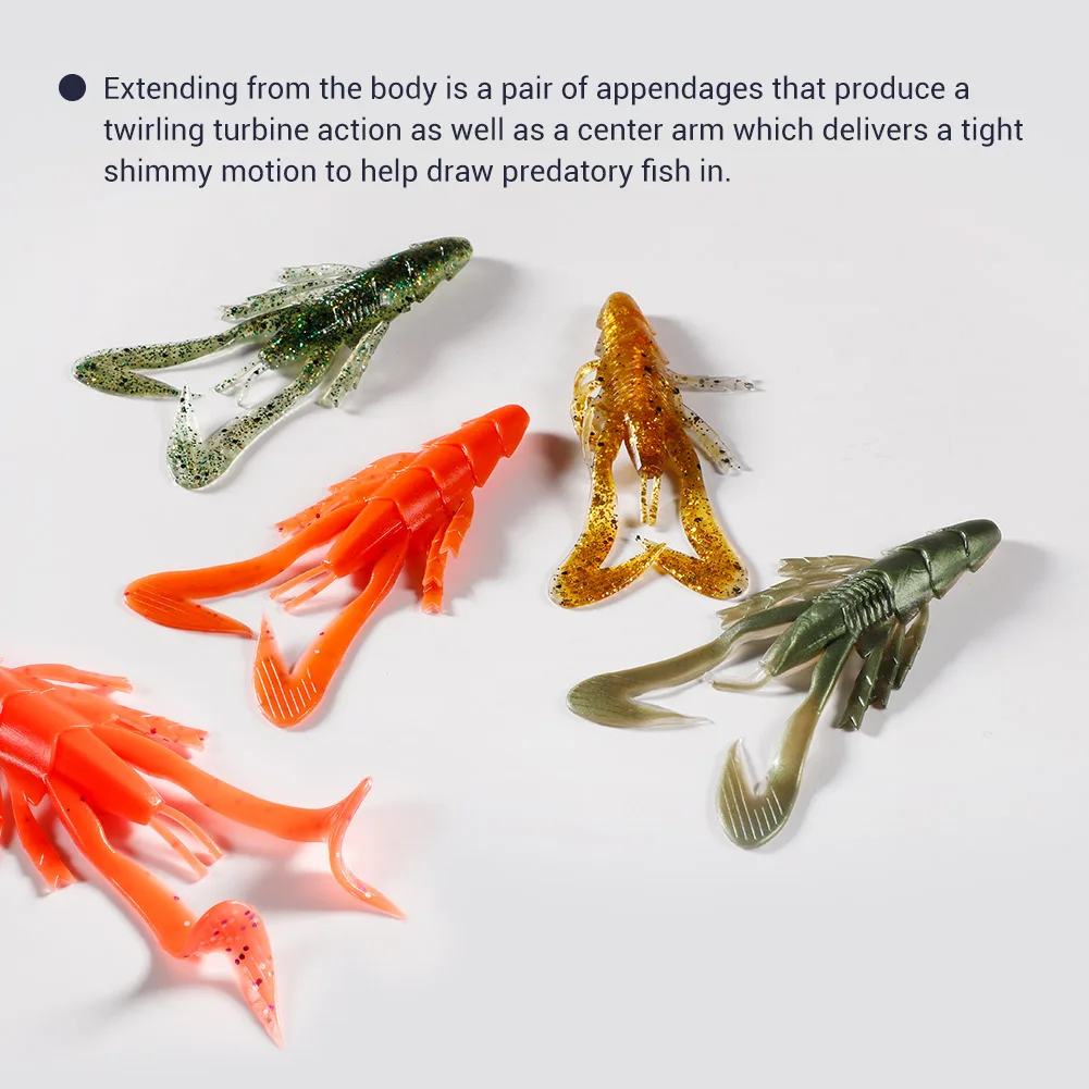 NOEBY-Soft Silicone Fishing Lure, Crayfish Wobblers, Shrimp Worm, Jig for Bass Fishing, Craw, 8.5cm, 4.8g，5pcs - imagen 5