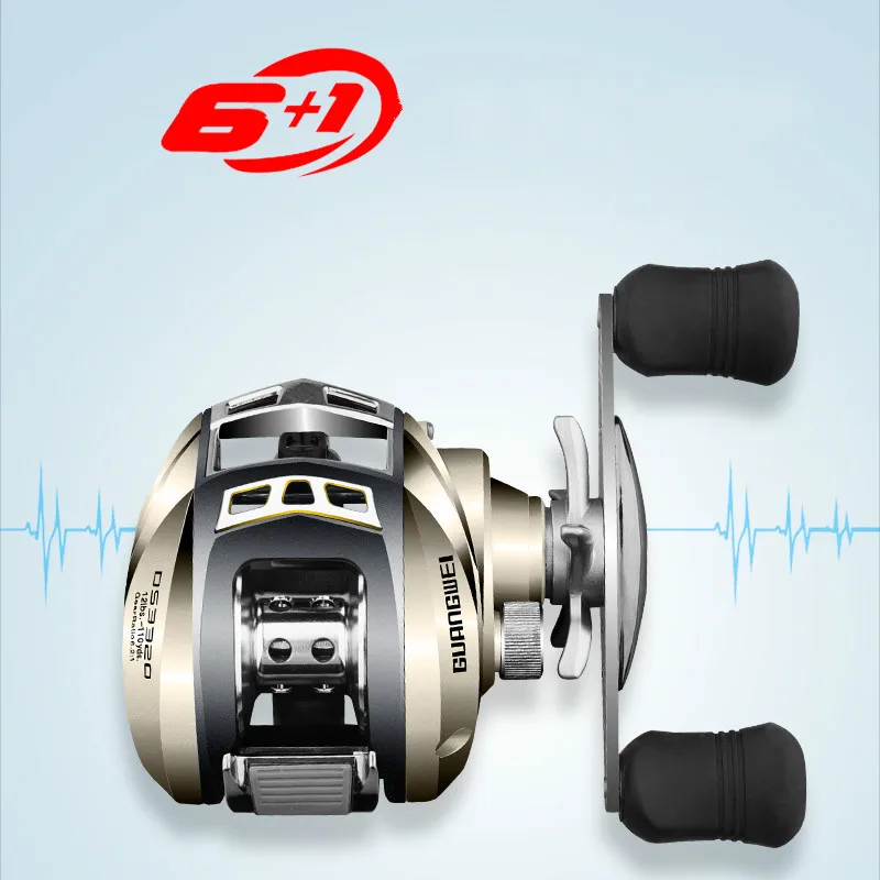Carrete De Pesca Baitcast Rock, 6,2: 1, ruedas De Metal para mano izquierda, 7BB, 4,5 KG, Carrete De arrastre máximo - imagen 4