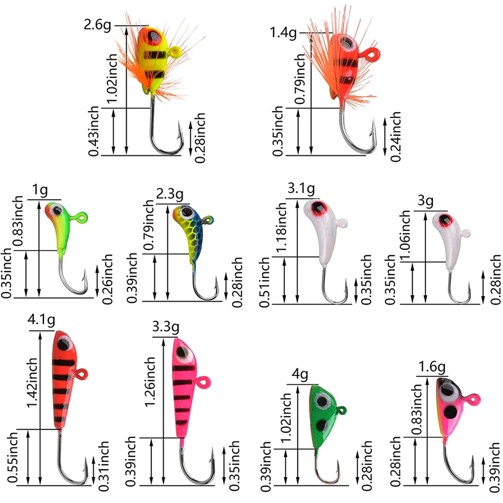 Señuelos de pesca en hielo para invierno, cebo de Metal, cabeza de plomo, Jigging de hielo, Crappie Walleye, anzuelo de púas - imagen 2