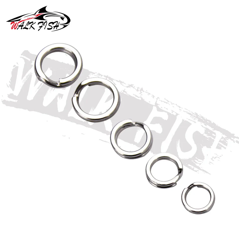 WALK FISH anillo dividido de acero inoxidable, Conector de doble anillo de pesca resistente, accesorios de pesca para gancho a presión, 50 Uds. - imagen 4