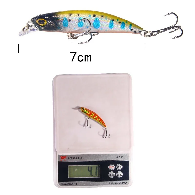 Señuelos de Pesca de plástico Artificial, cebo duro Minnow, Wobbler Isca, 7cm, 4g, Crankbait, ojos 3D, aparejos de pesca, 1 pieza - imagen 4