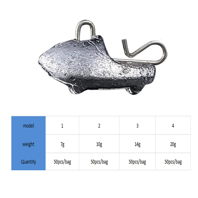 OBSESSION-conector de liberación rápida A019, 50 piezas, 7g, 10g, 14g, 20g, plomo de Metal, tiro de gota, plantilla de peso, accesorios de aparejos de pesca que se hunden - imagen 5