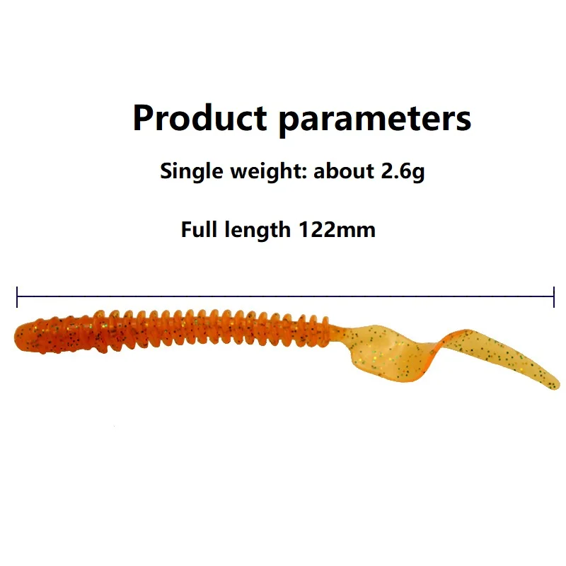 Cebos anzuelos de cola larga de 122mm/2,6g, cebo Artificial de silicona suave, aparejos de pesca, 5 unids/lote - imagen 4