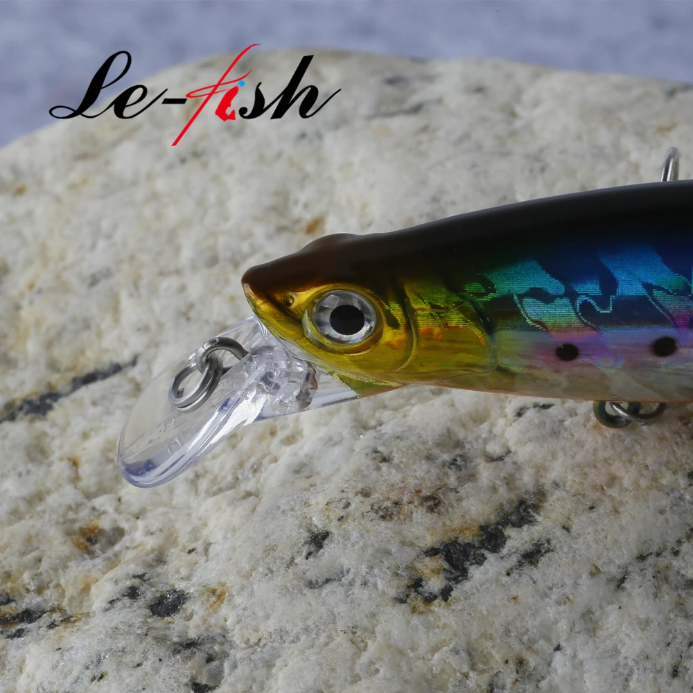 Le-Fish 95MM 32G hundimiento Shad Minnow ojos 3D cebo Artificial señuelos de lubina Wobblers de tiro largo